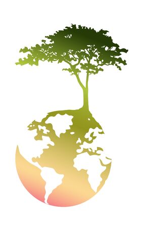 vector illustration of abstract global with the tree on white backgroundのイラスト素材