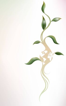 Vector illustrations of global and green leaf on color background. EPS 10のイラスト素材