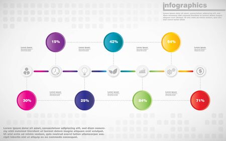 illustrations vector of infographics design and business marketing icons with 7 options or processes layout, diagram, annual report, web design.のイラスト素材