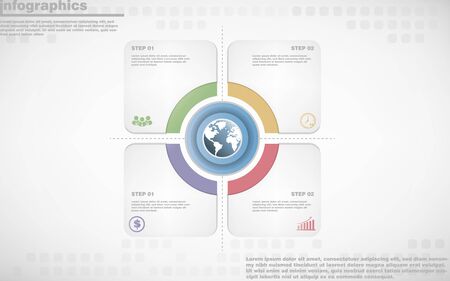 illustrations vector of infographics design and business marketing icons with 4 options or processes layout, diagram, annual report, web design.のイラスト素材