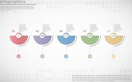 illustrations vector of infographics design and business marketing icons with 5 options or processes layout, diagram, annual report, web design.のイラスト素材