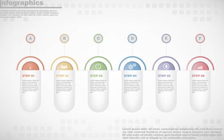 illustrations vector of infographics design and business marketing icons with 6 options or processes layout, diagram, annual report, web design.のイラスト素材