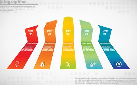 illustrations vector of infographics design and business marketing icons with 5 options or processes layout, diagram, annual report, web design.のイラスト素材