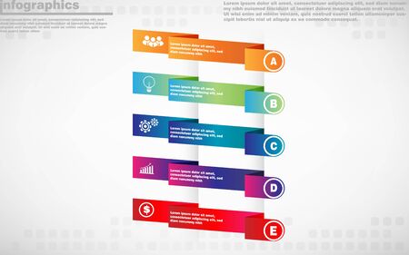 illustrations vector of infographics design and business marketing icons with 5 options or processes layout, diagram, annual report, web design.のイラスト素材