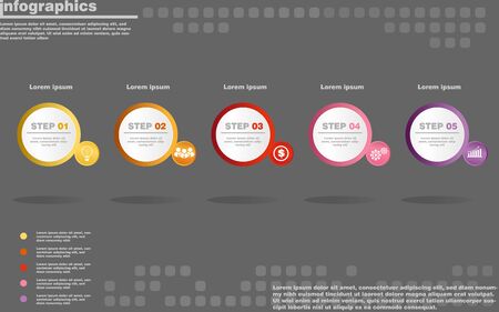 illustrations vector of infographics design and business marketing icons with 5 options or processes layout, diagram, annual report, web design.のイラスト素材
