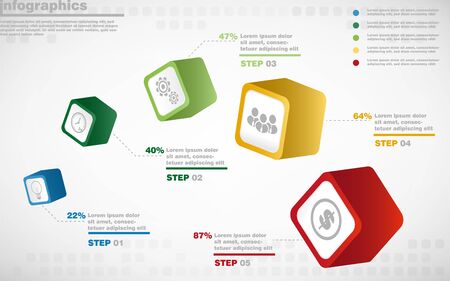 illustrations vector of infographics design and business marketing icons with 5 options or processes layout, diagram, annual report, web design.のイラスト素材