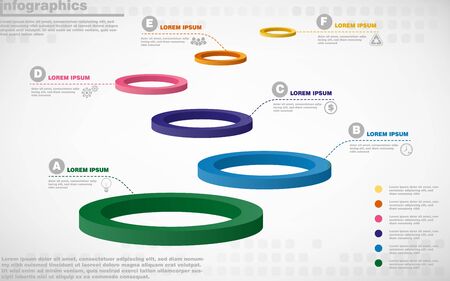 illustrations vector of infographics design and business marketing icons with 6 options or processes layout, diagram, annual report, web design.のイラスト素材