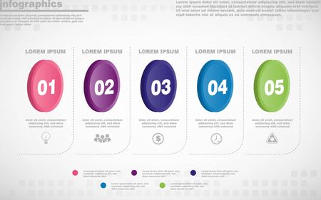 illustrations vector of infographics design and business marketing icons with 5 options or processes layout, diagram, annual report, web design.のイラスト素材