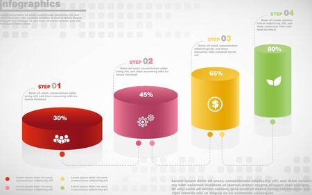 illustrations vector of infographics design and business marketing icons with 4 options or processes layout, diagram, annual report, web design.のイラスト素材