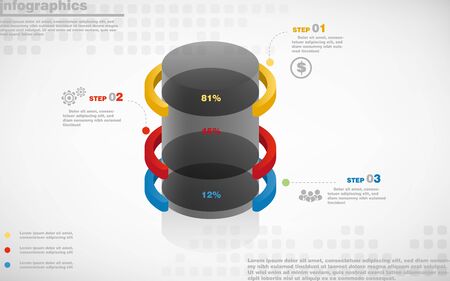 illustrations vector of infographics design and business marketing icons with 3 options or processes layout, diagram, annual report, web design.のイラスト素材
