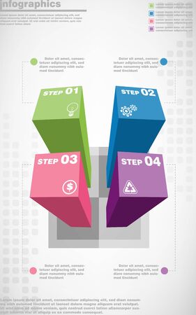 illustrations vector of infographics design and business marketing icons with 4 options or processes layout, diagram, annual report, web design.のイラスト素材