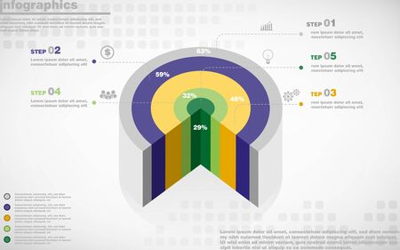 illustrations vector of infographics design and business marketing icons with 5 options or processes layout, diagram, annual report, web design.のイラスト素材