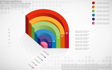 illustrations vector of infographics design and business marketing icons with 6 options or processes layout, diagram, annual report, web design.のイラスト素材