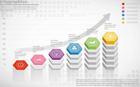 illustrations vector of infographics design and business marketing icons with 6 options or processes layout, diagram, annual report, web design.のイラスト素材