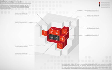 illustrations vector of infographics design and business marketing icons with 8 options or processes layout, diagram, annual report, web design.のイラスト素材
