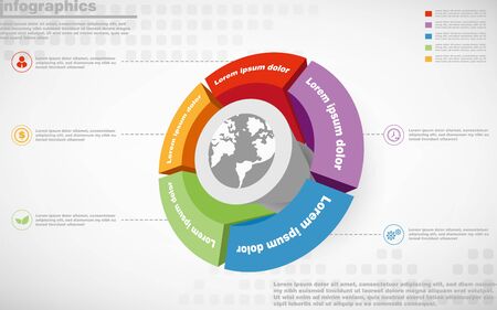 illustrations vector of infographics design and business marketing icons with 5 options or processes layout, diagram, annual report, web design.のイラスト素材