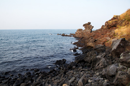 this is a Jeju Dragon Head stoneの写真素材