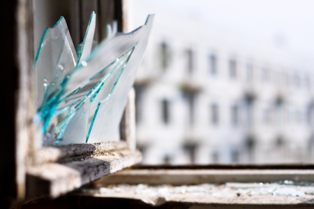 Window, broken, old, shards, glass