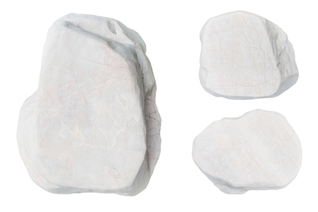 white stones isolated on white backgroundの写真素材