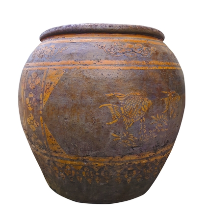 Dragon Jar in Thailand isolated on white backgroundの写真素材