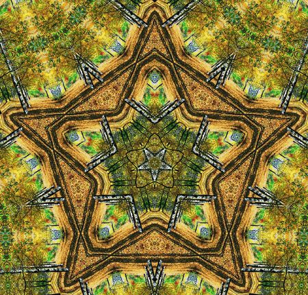 Abstract five-pointed star with patterns. Photo.