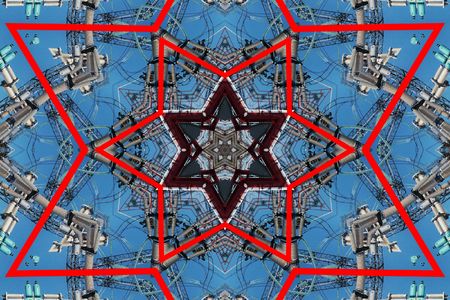 Abstract six-final star with patterns. Illustration.の写真素材