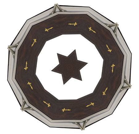 Abstract six-final star with patterns. Illustration.