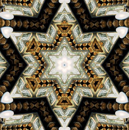 Abstract six-final star with patterns. Illustration.の写真素材