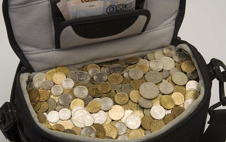 Photographic bag for keeping cash of the money. Photography.