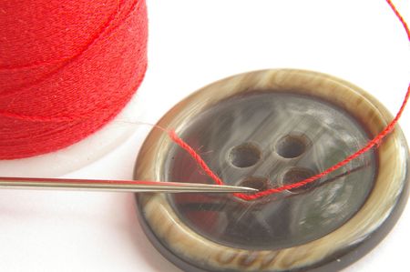 Buttons and thread closeupの写真素材