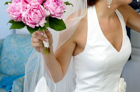 Wedding dress and veilの写真素材