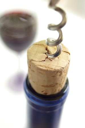 corkscrew and bottleの写真素材