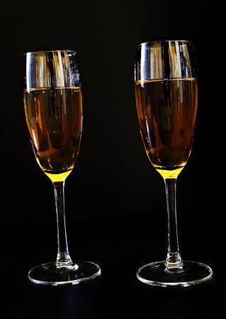 Two glaases of champagne on dark backgroundの写真素材