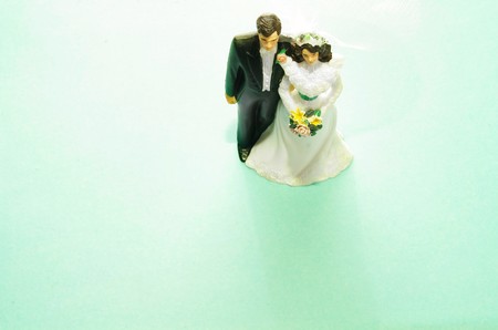 wedding cake-topper couple, bride and groomの写真素材