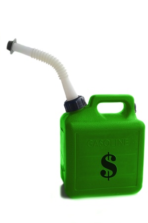 A green gas can with a dollar symbolの写真素材