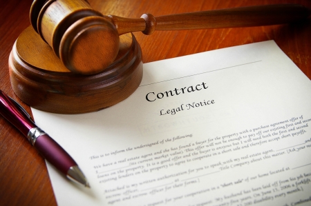 legal gavel and a business contractの写真素材