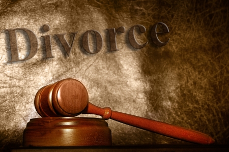 legal gavel and divorce text backgroundの写真素材