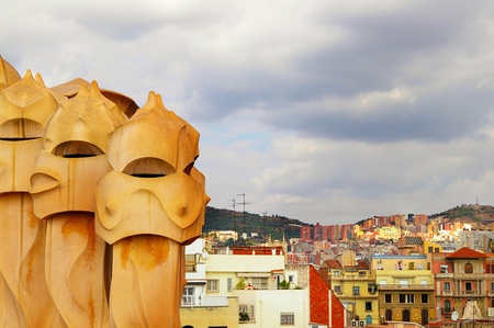 view of barcelona from the top of the padrera buildingの写真素材