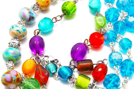 assorted glass beads, on whiteの写真素材
