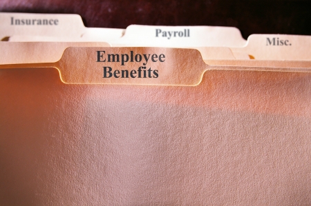 file folders with Employee Benefits textの写真素材