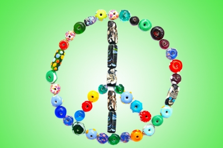 glass bead peace signの写真素材