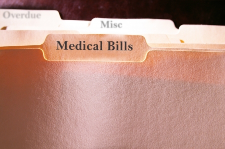 tabbed folders with Medical Bills textの写真素材