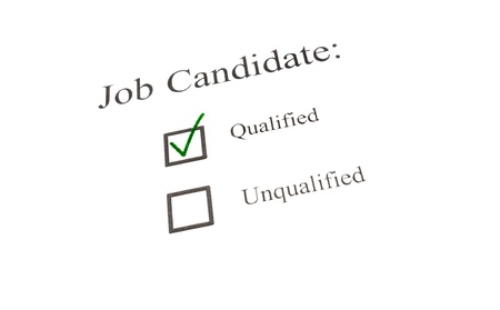 Job candidate green check in box on white                               の写真素材