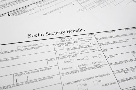 closeup of a Social Security Benefits form                               の写真素材