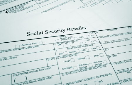 closeup of a Social Security Benefits form                               の写真素材