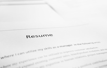 Closeup of a job applicant resumeの写真素材