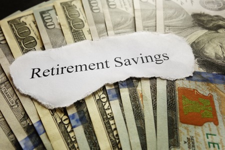Retirement Savings paper scrap on cashの写真素材
