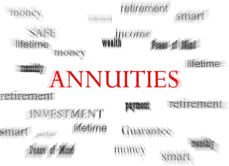 Annuities in red with related terms, on whiteの写真素材