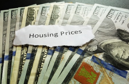 Housing Prices newspaper headline on moneyの写真素材