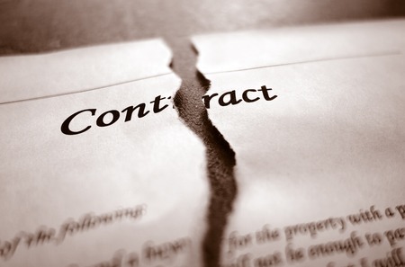 Closeup of torn legal contractの写真素材